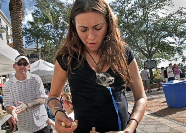 girl with pet lemur, West Palm Beach 2012