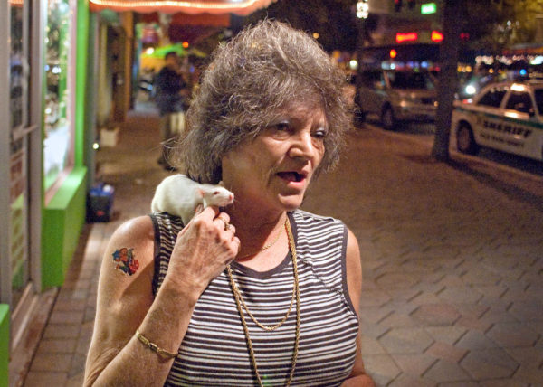 woman with pet rat, Lake Worth 2008